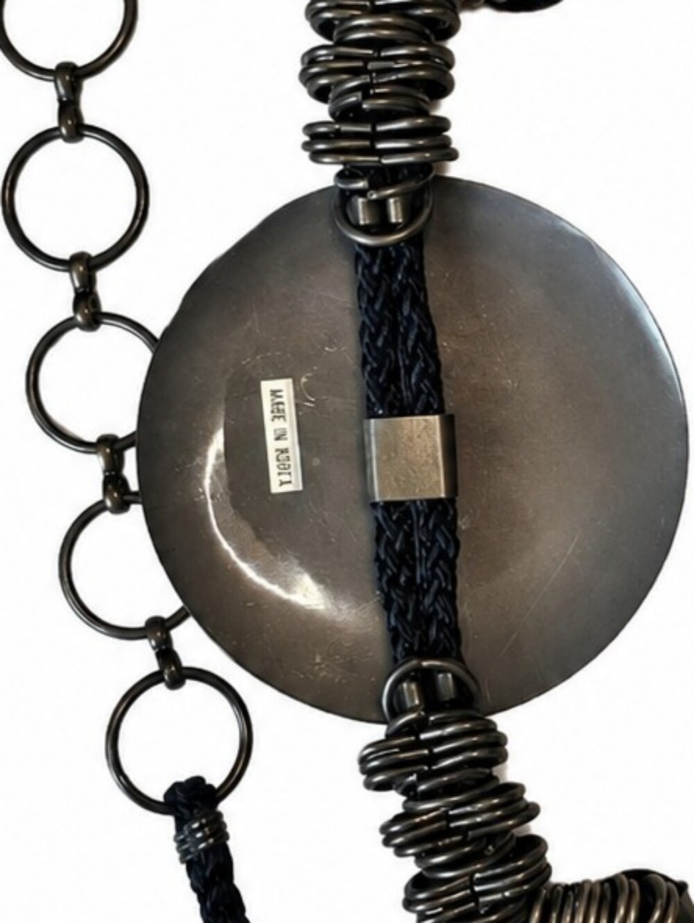 Vintage Boho Gunmetal Medallion Braided Waist Belt Adjustable Korea - Picture 7 of 7